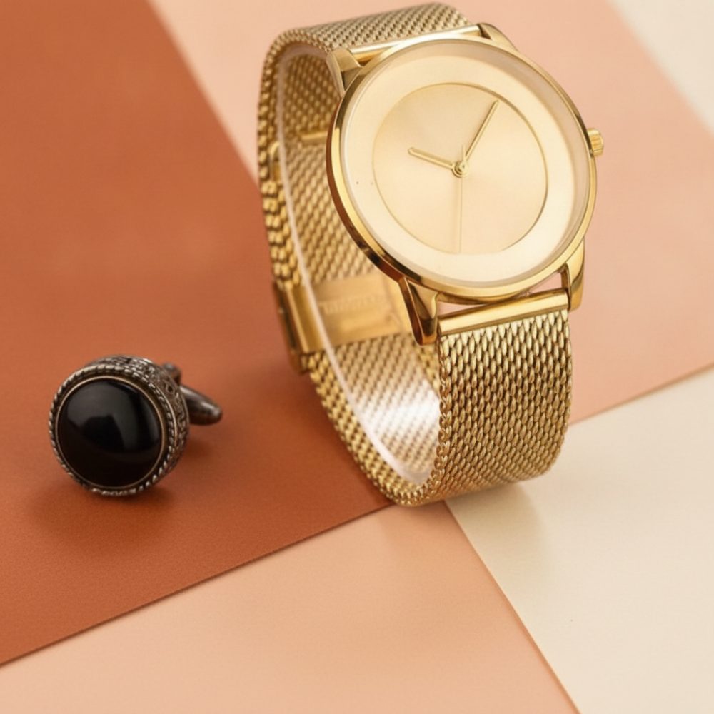 Montre unisexe doree