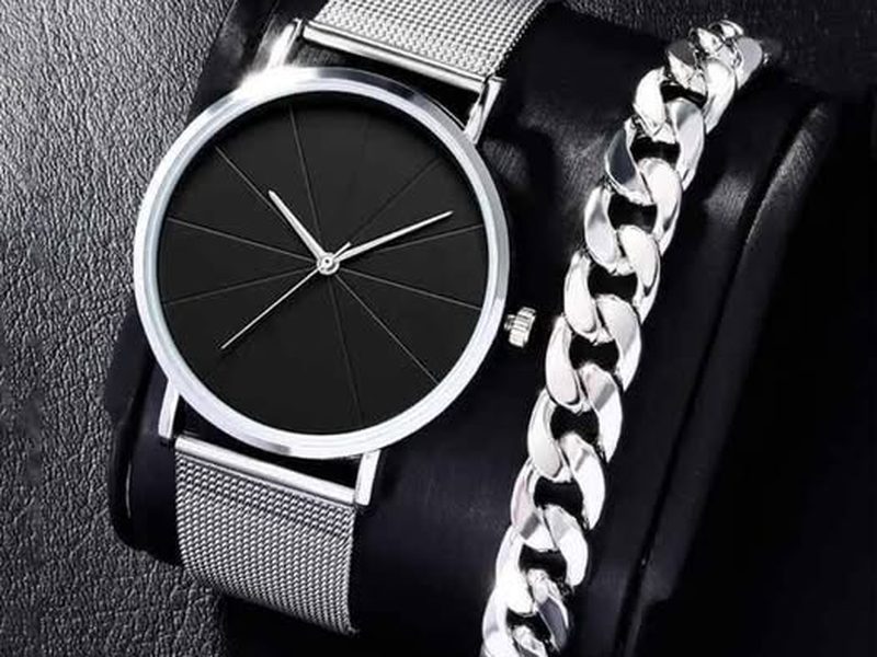 Kit montre classe argenté
