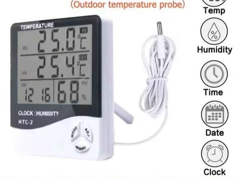 Thermomètre et hygromètre horloge multifonction Htc2