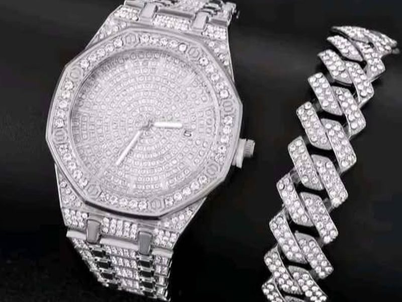 Ensemble montre bling bling