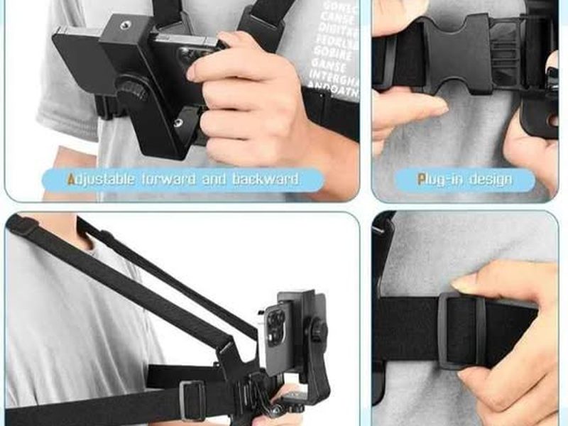 Sangle de poitrine Go pro avec support pour téléphone portable