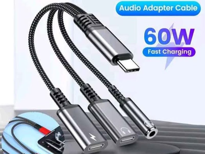 Adaptateur Usb-c 3 en 1 — charge rapide 60W + audio jack 3,5 mm