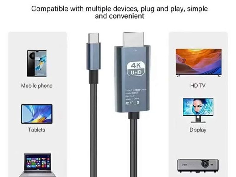 Adaptateur type c à Hdtv 4K 60hrz 2m