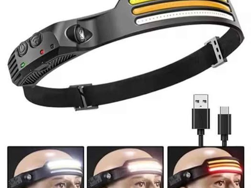 Lampe frontale rechargeable 3 LED avec detecteur de mouvement