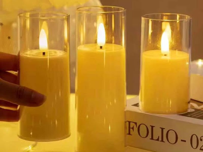 Set 3 bougies électriques LED — flamme vacillante, sans danger, décoration