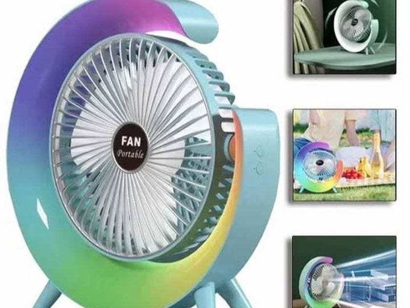 Ventilo de table 3vitesses rechargeable avec veilleuse