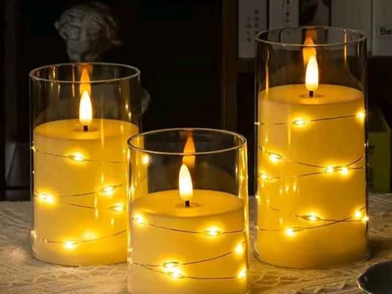 Pack de 3 bougies électriques avec leds intérieur