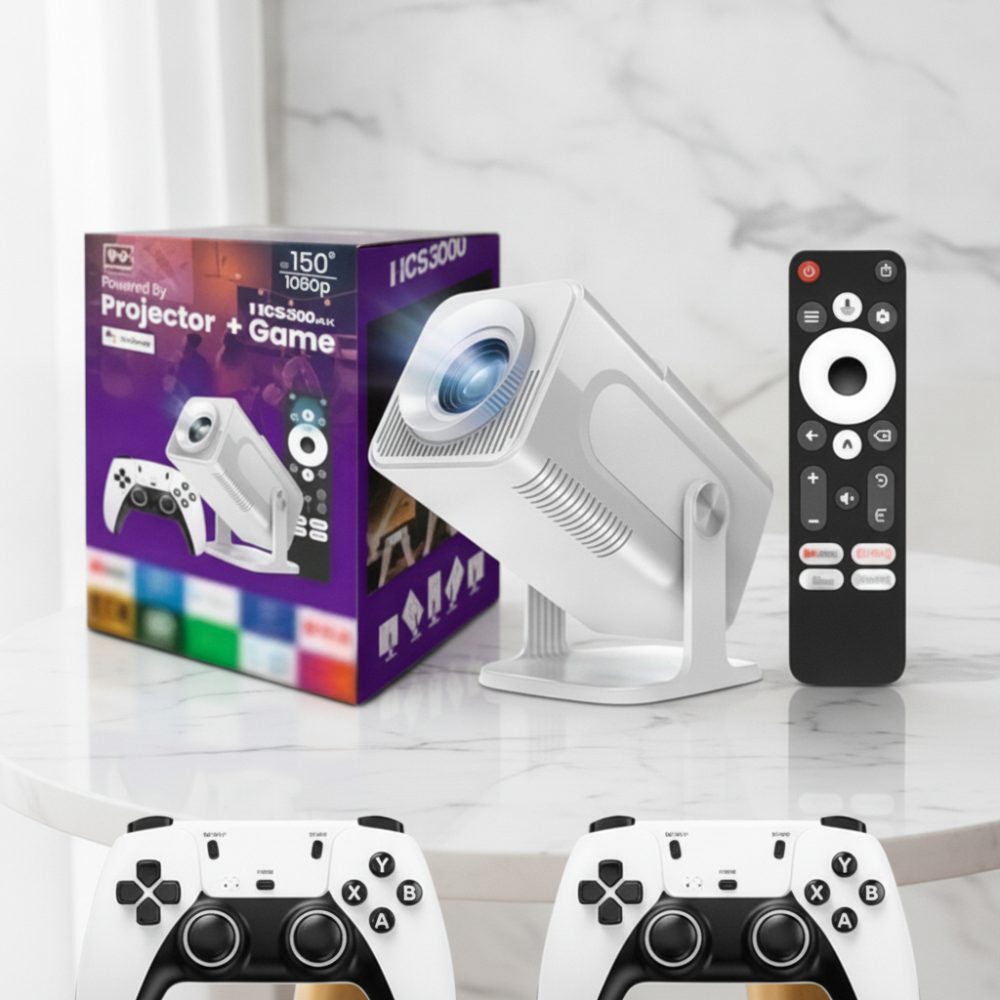 Projecteur plus jeux videos avec accessoires et applications combo