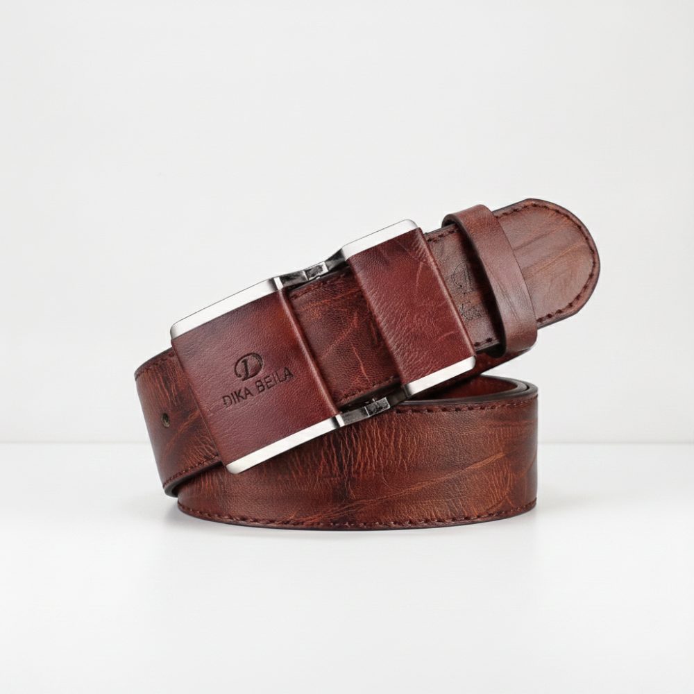 Ceinture en cuir homme marron — boucle classique, taille ajustable